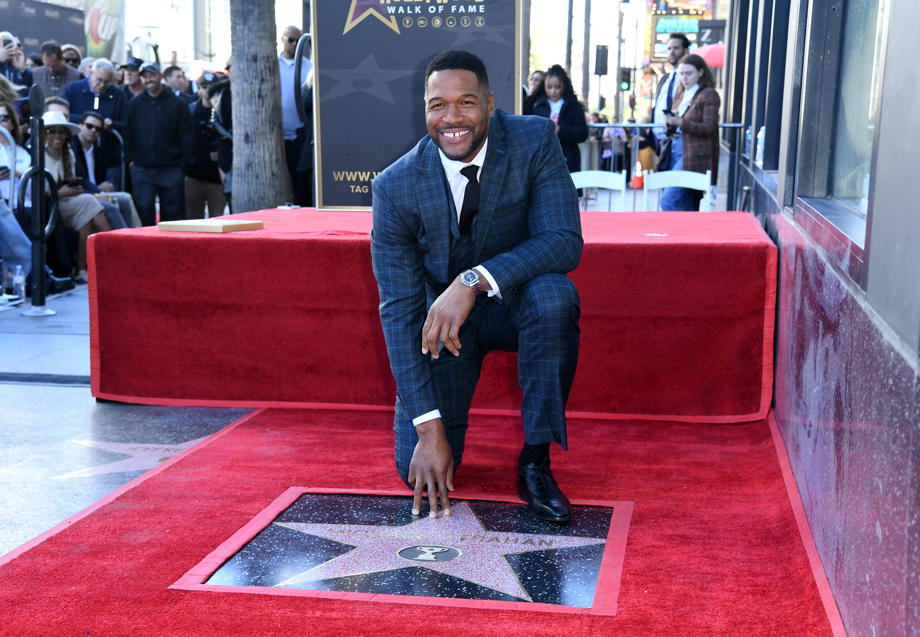 Michael Strahan is honored with a star on the Hollywood Walk of Fame on Jan. 23, 2023, in Los Angeles, Calif.