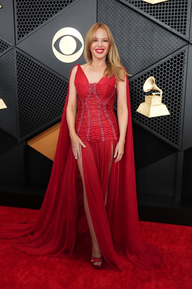 Kylie Minogue arrives at the 66th annual Grammy Awards on Sunday, Feb. 4, 2024, in Los Angeles.