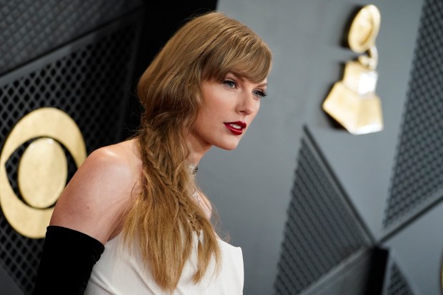 Taylor Swift arrives at the 66th annual Grammy Awards on Sunday, Feb. 4, 2024, in Los Angeles.