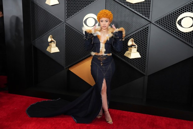 Ice Spice arrives at the 66th annual Grammy Awards on Sunday, Feb. 4, 2024, in Los Angeles.