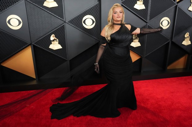 Bebe Rexha arrives at the 66th annual Grammy Awards on Sunday, Feb. 4, 2024, in Los Angeles.