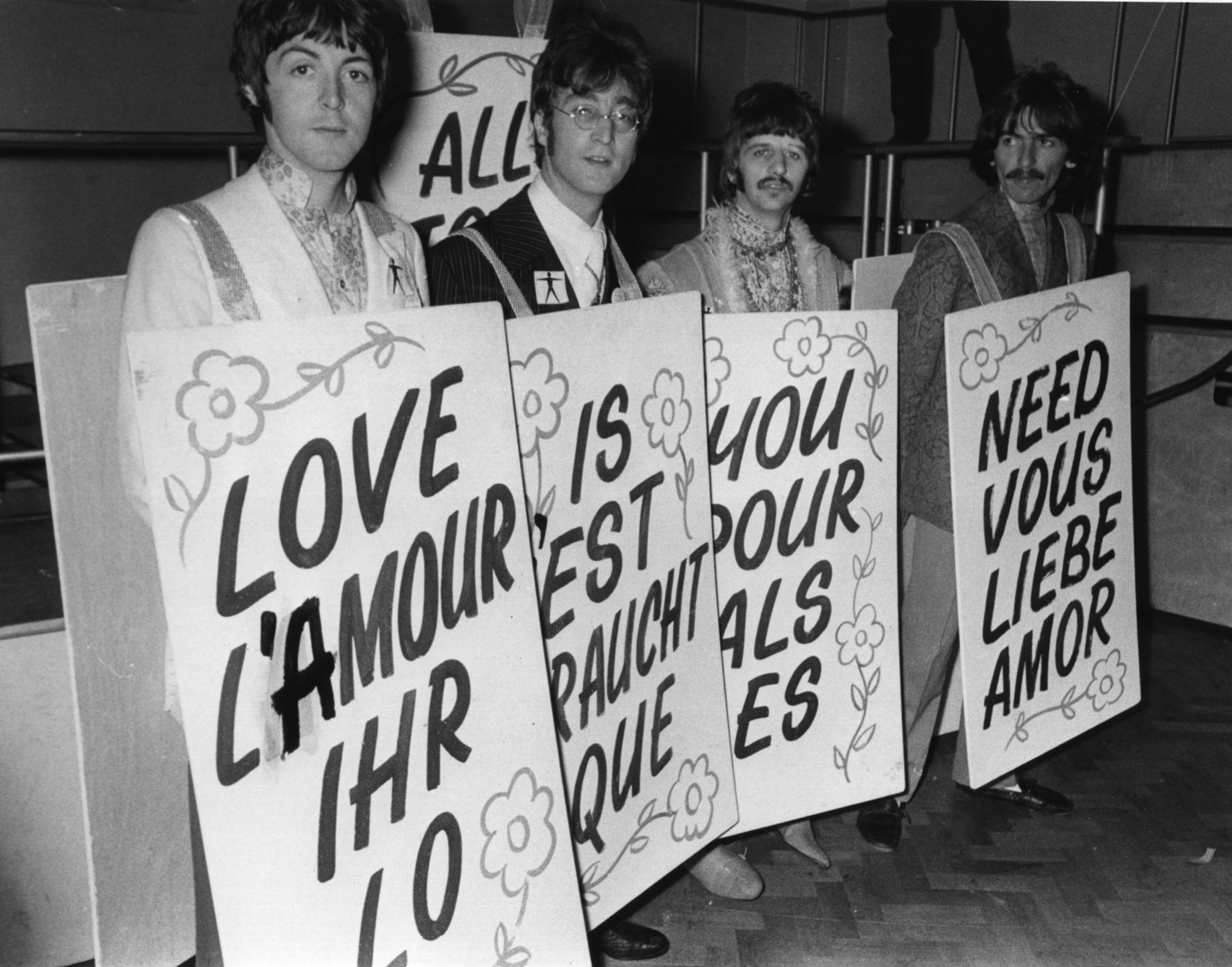 (l-r) Paul McCartney, John Lennon, Ringo Starr and George Harrison rehearse for 