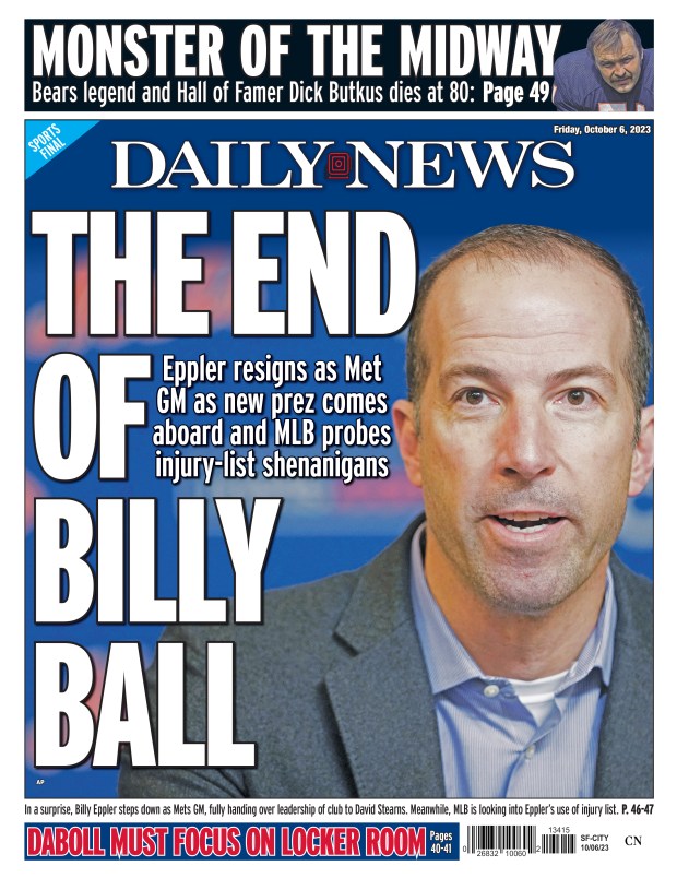 Back page for Friday, Oct. 6, 2023: The end of Billy Ball