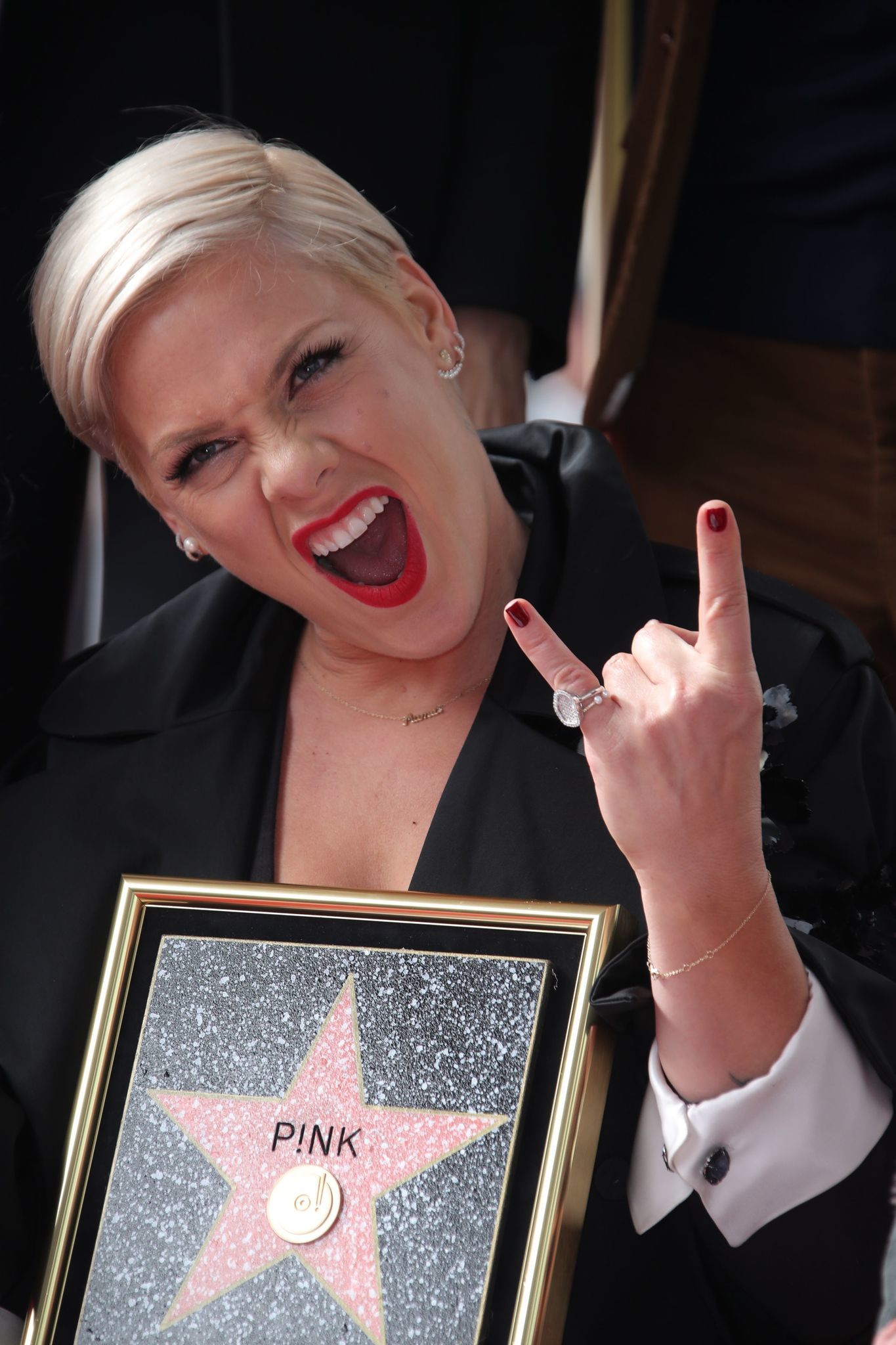 Pink gets her very own (pink) star on the Hollywood Walk of Fame in Los Angeles on Feb. 5, 2019.