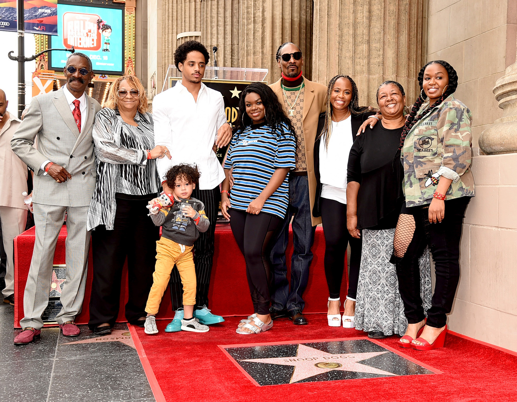 Snoop Dogg, with his family, is honored with a star on The Hollywood Walk Of Fame on Hollywood Boulevard on Nov. 19, 2018 in Los Angeles, Calif.