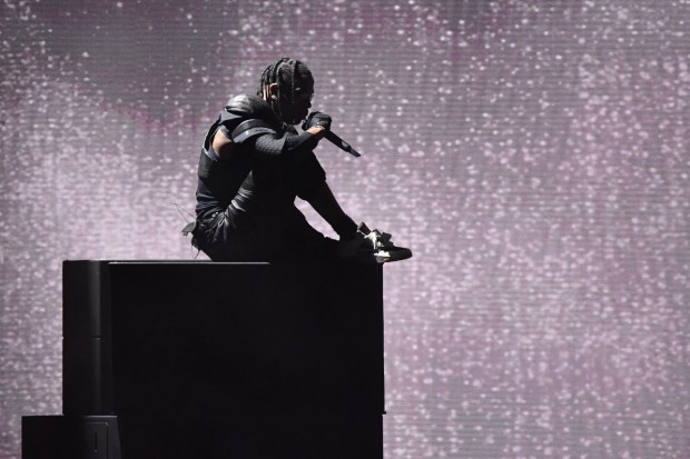 US rapper Travis Scott performs on stage during the 66th Annual Grammy Awards at the Crypto.com Arena in Los Angeles on February 4, 2024. (Photo by Valerie Macon / AFP) (Photo by VALERIE MACON/AFP via Getty Images)