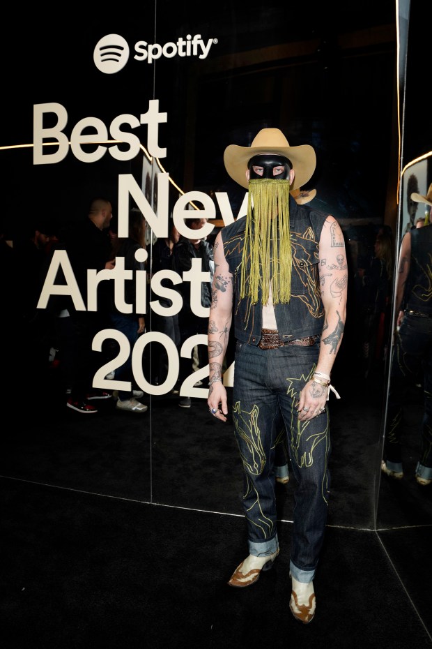 Orville Peck attends Spotify's 2024 Best New Artist Party at Paramount Studios on Feb. 1, 2024, in Los Angeles, Calif. (Presley Ann/Getty Images for Spotify)