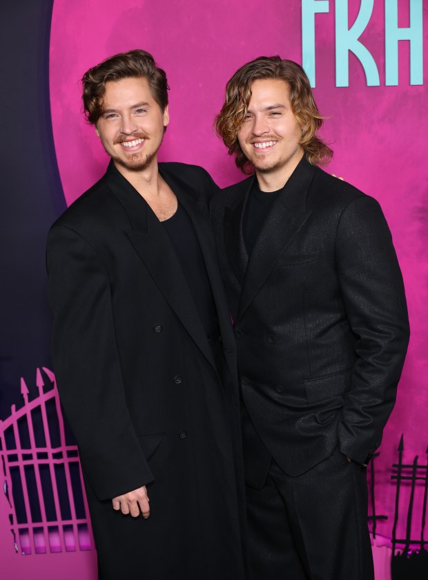 HOLLYWOOD, CALIFORNIA - FEBRUARY 05: (L-R) Cole Sprouse and Dylan Sprouse attend the Los Angeles special screening of Focus Features' "Lisa Frankenstein" at Hollywood Athletic Club on February 05, 2024 in Hollywood, California. (Photo by Leon Bennett/Getty Images)