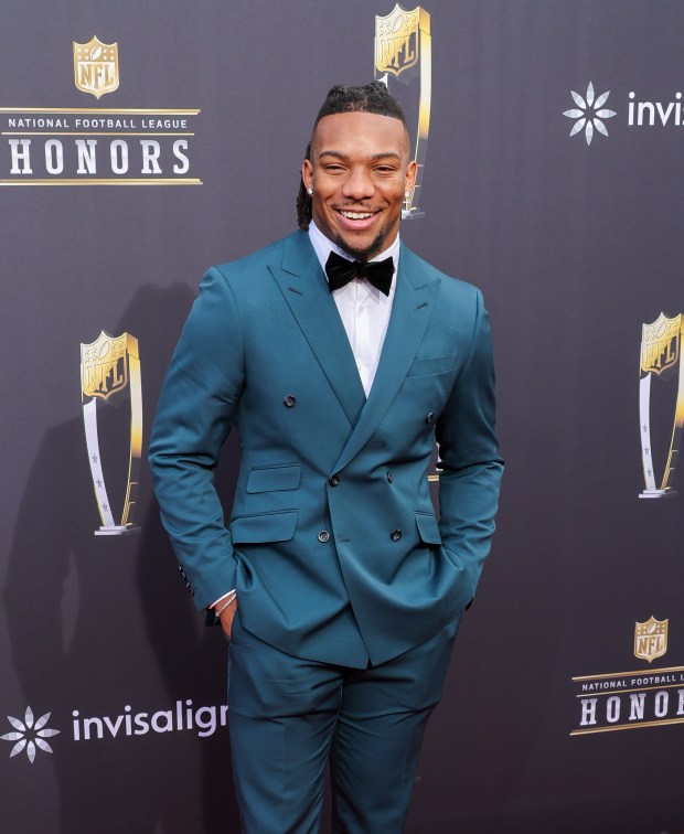 Bijan Robinson attends the 13th annual NFL Honors at Resorts World Theatre on Feb. 8, 2024, in Las Vegas, Nev. (Ethan Miller/Getty Images)