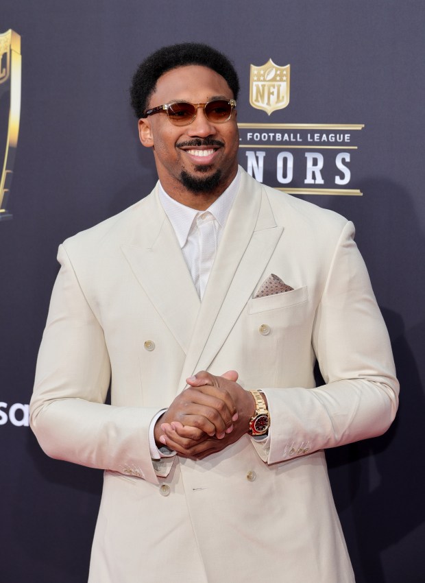 Myles Garrett attends the 13th annual NFL Honors at Resorts World Theatre on Feb. 8, 2024, in Las Vegas, Nev. (Ethan Miller/Getty Images)