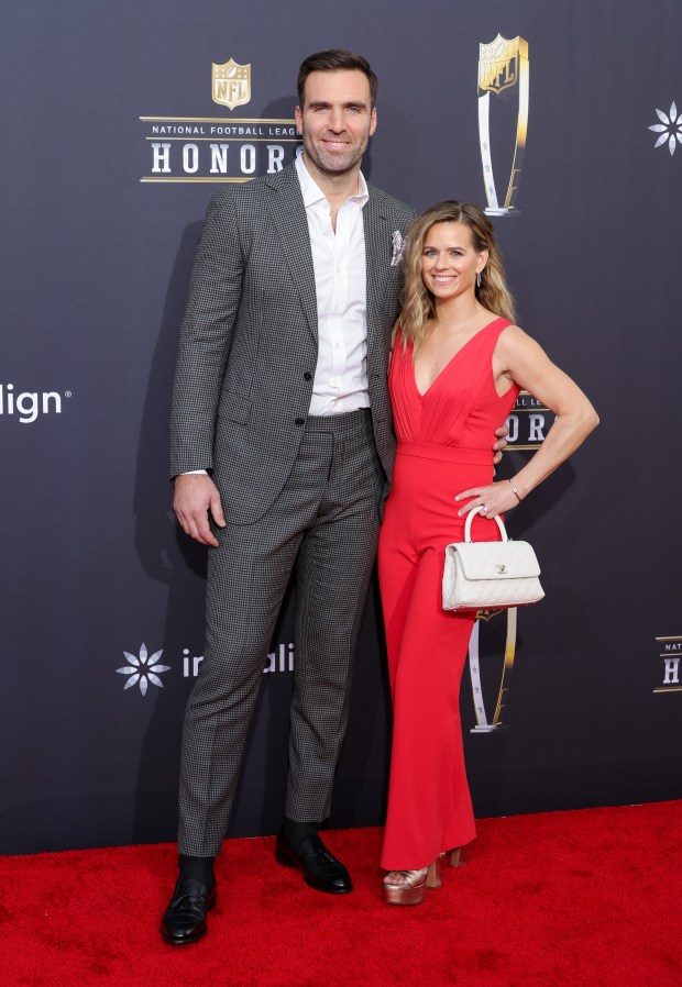 Joe Flacco and Dana Grady attend the 13th annual NFL Honors at Resorts World Theatre on Feb. 8, 2024, in Las Vegas, Nev. (Ethan Miller/Getty Images)
