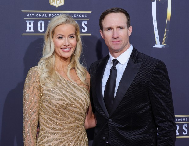 Brittany Brees, left, and Drew Brees attend the 13th annual NFL Honors at Resorts World Theatre on Feb. 8, 2024, in Las Vegas, Nev. (Ethan Miller/Getty Images)