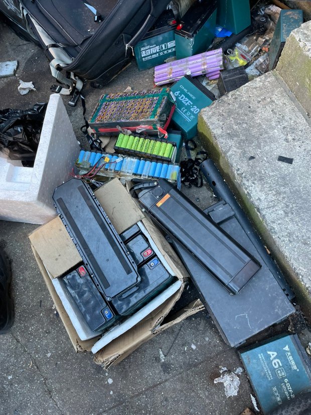 A Queens scooter shop was found to contain dozens of potentially dangerous "Frankenstein lithium-ion batteries" which officials believe were on the verge of exploding, authorities said. (FDNY)
