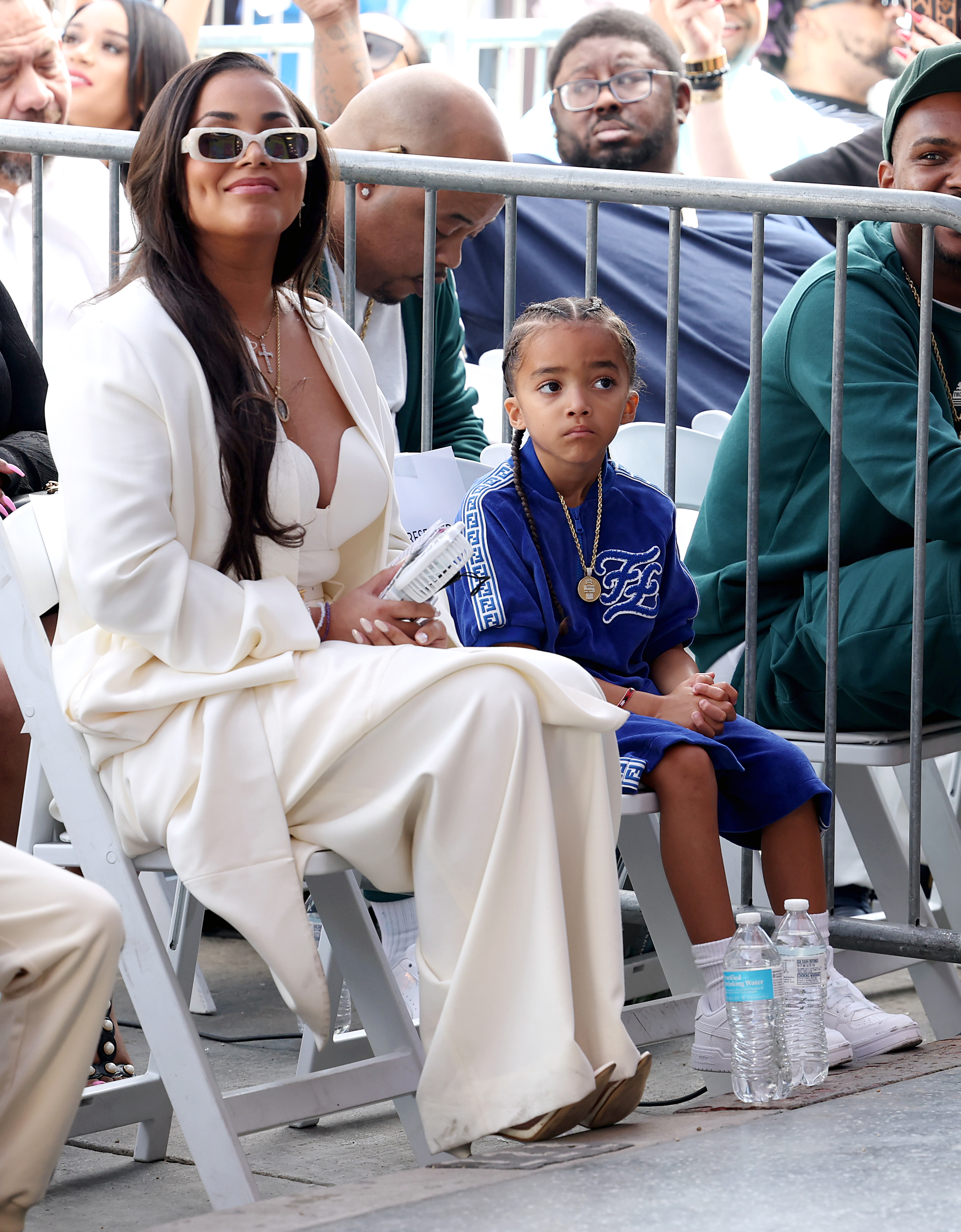 (L-R) Lauren London and Kross Ermias Asghedom are seen as Nipsey Hussle is posthumously honored with a star on The Hollywood Walk of Fame on Aug. 15, 2022, in Los Angeles, Calif.