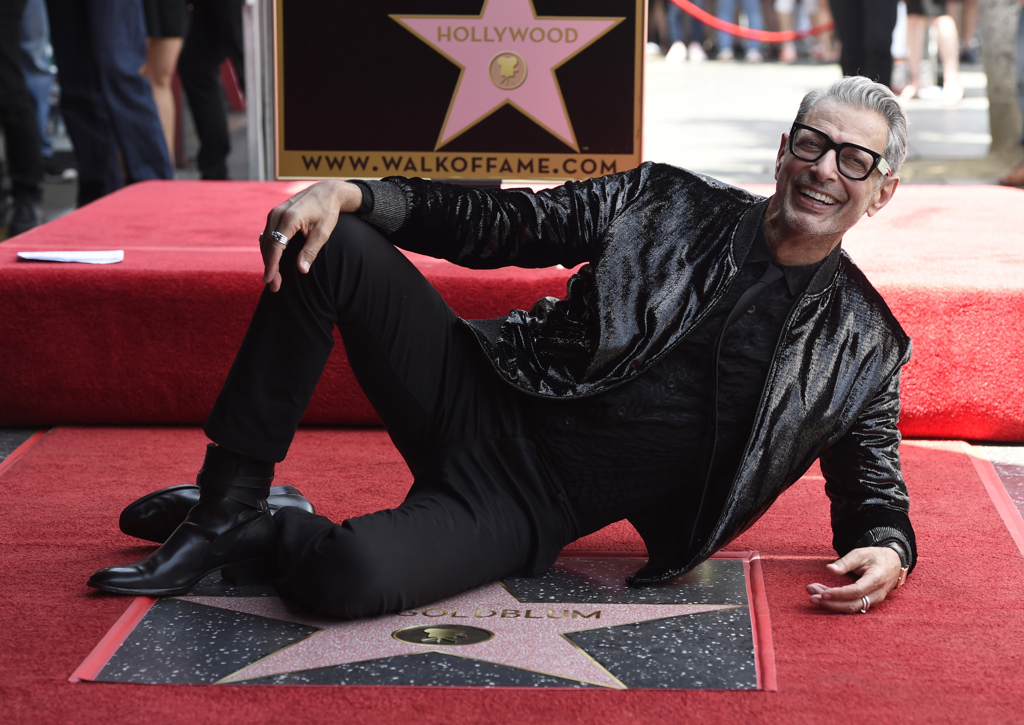 Goldblum was beaming as he struck a pose in front of his star during the ceremony.