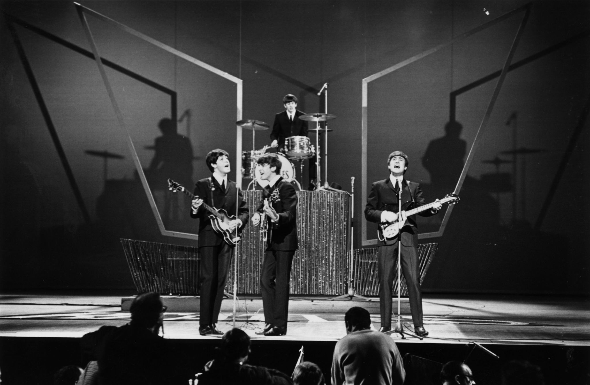 British pop group The Beatles on stage at the London Palladium on Oct. 3, 1963.