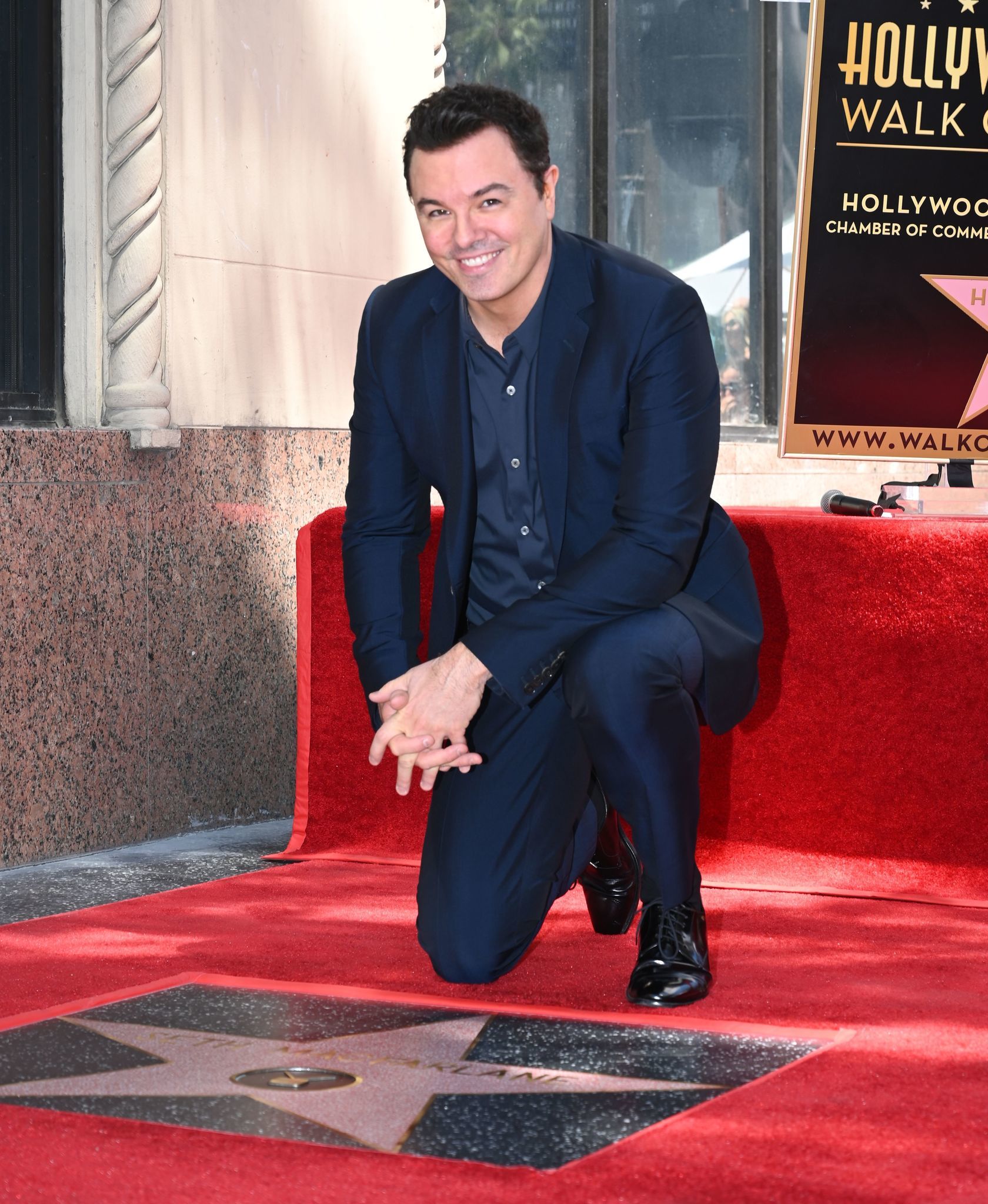Seth MacFarlane couldn't hide his excitement during his Hollywood Walk of Fame ceremony in Hollywood, Calif. on April 23, 2019. The 