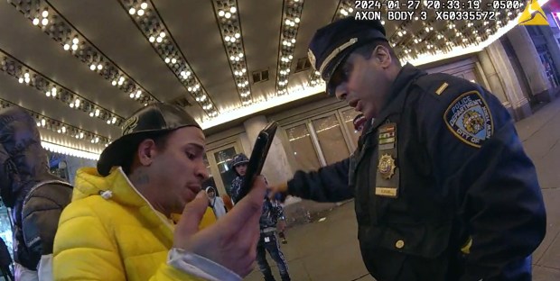 NYPD bodycam footage from the Times Square melee between a group of migrants and NYPD officers.