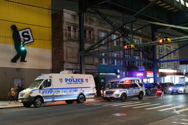 Police investigate after skeletal remains were found in the basement of an unoccupied building at 119-22 Jamaica Avenue in Queens, New York City on Monday, Jan. 29, 2024. (Gardiner Anderson for New York Daily News)