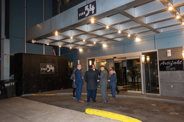 Police investigate after a woman was found dead in a room at the SoHo 54 Hotel in Manhattan, New York City on Thursday, Feb. 8, 2024. (Gardiner Anderson for New York Daily News)