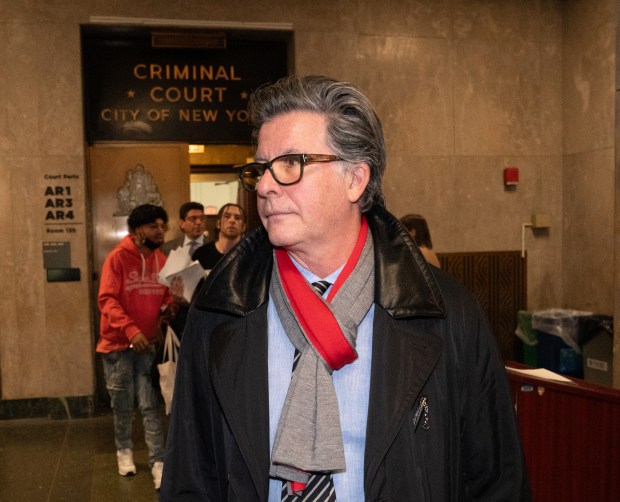 David Thornton leaves court after posting cash bail, $20,000, for his son, Declyn Lapuper, for a gun possession charge at Manhattan Criminal Court Friday, Feb. 9, 2024 in Manhattan, New York. (Barry Williams for New Daily News)
