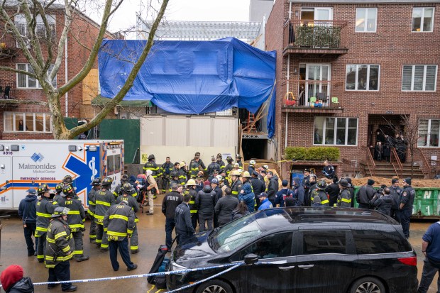 A construction worker was pronounced dead on scene after a abasement wall collapsed on top of him at his worksite at 1266 50th Street in Brooklyn on Friday Feb. 2, 2024. 1307. (Theodore Parisienne for New York Daily News)