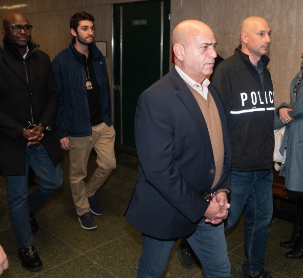 Roy Galifi is walked into a Manhattan Criminal Court courtroom Wednesday, Feb. 7, 2024 in Manhattan, New York. (Barry Williams for New Daily News)