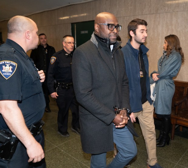 Kevin Stewart is walked into a Manhattan Criminal Court courtroom Wednesday, Feb. 7, 2024 in Manhattan, New York. (Barry Williams for New Daily News)